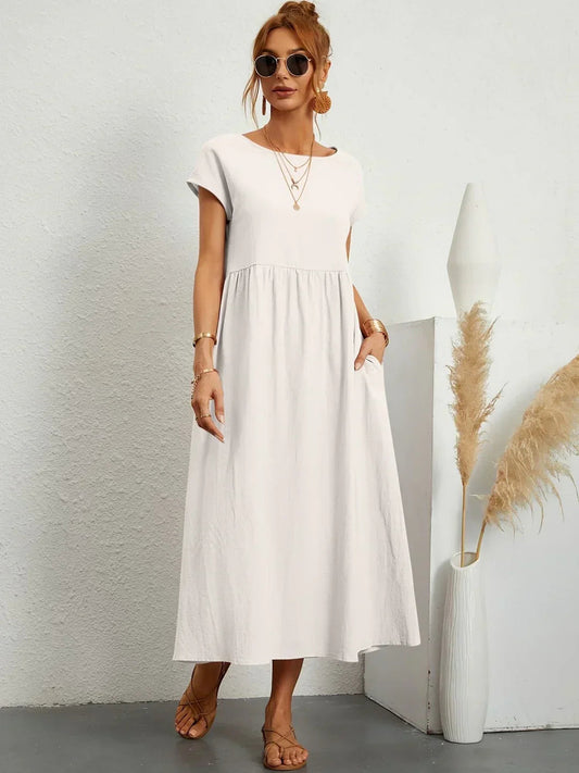 Women's Casual Dress with Loose Fit and Short Sleeves