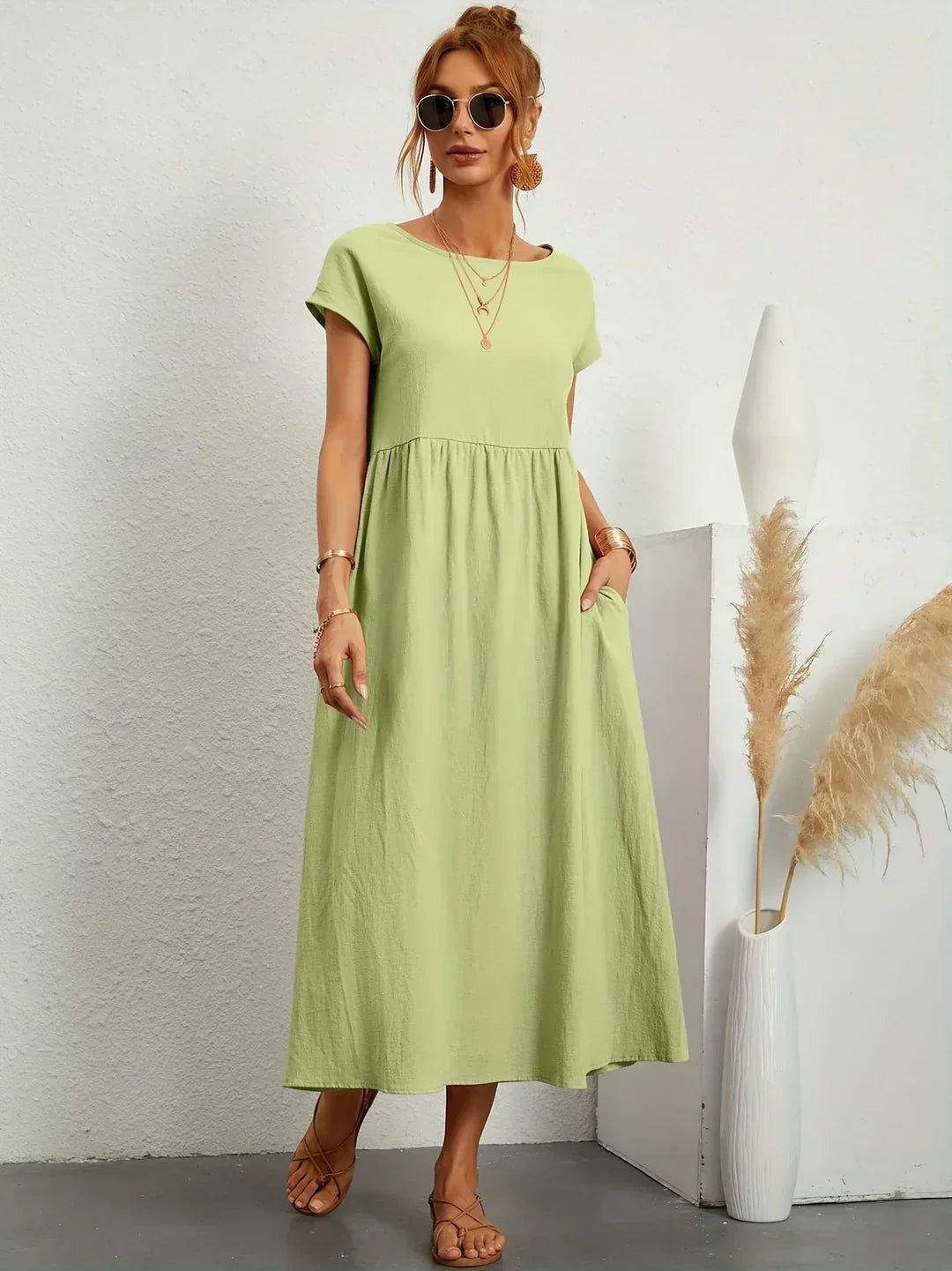 Women's Casual Dress with Loose Fit and Short Sleeves
