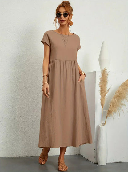 Women's Casual Dress with Loose Fit and Short Sleeves