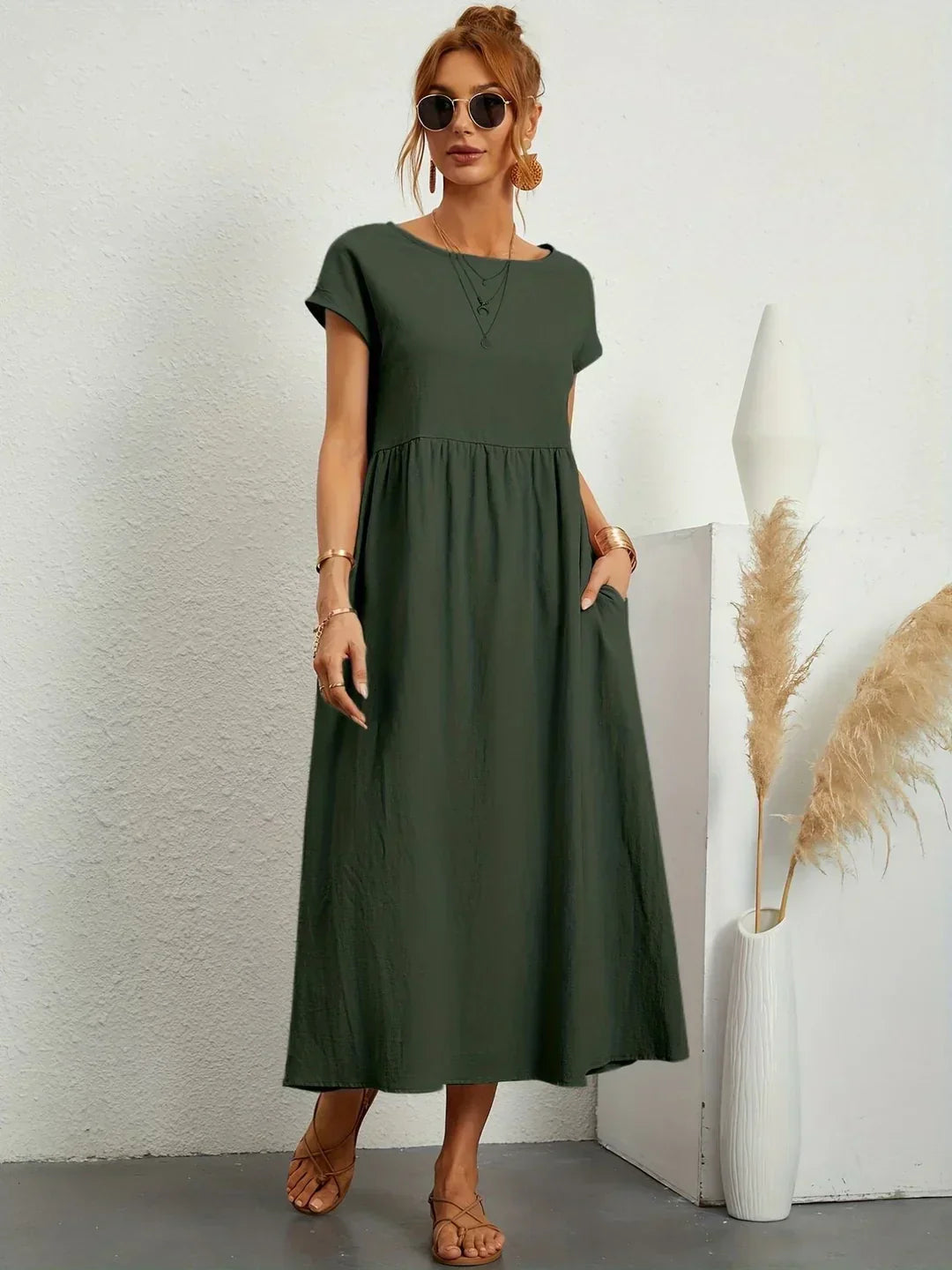 Women's Casual Dress with Loose Fit and Short Sleeves