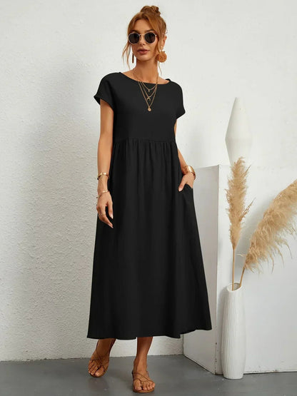Women's Casual Dress with Loose Fit and Short Sleeves