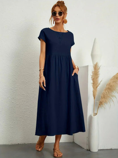 Women's Casual Dress with Loose Fit and Short Sleeves