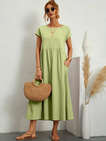 Women's Casual Dress with Loose Fit and Short Sleeves