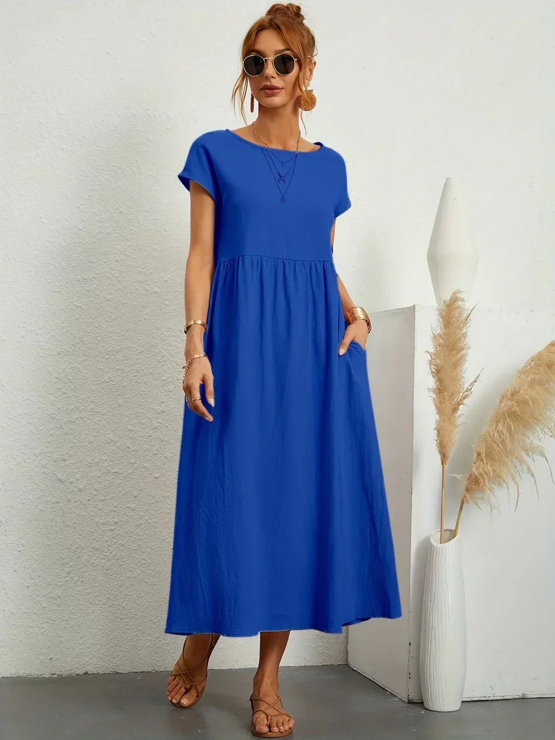 Women's Casual Dress with Loose Fit and Short Sleeves