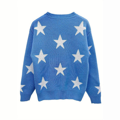 Women's Casual Sweater with Modern Star Pattern