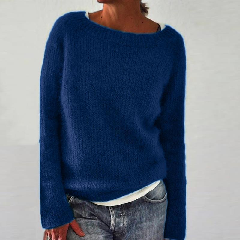 Women's Casual Sweater with Round Neck and Relaxed Fit