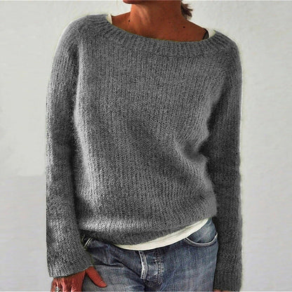 Women's Casual Sweater with Round Neck and Relaxed Fit