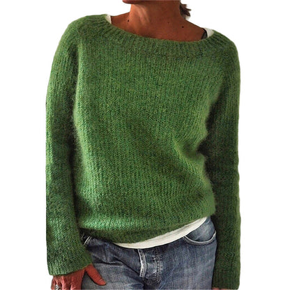 Women's Casual Sweater with Round Neck and Relaxed Fit