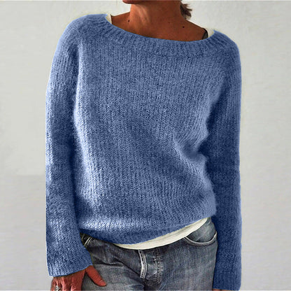 Women's Casual Sweater with Round Neck and Relaxed Fit