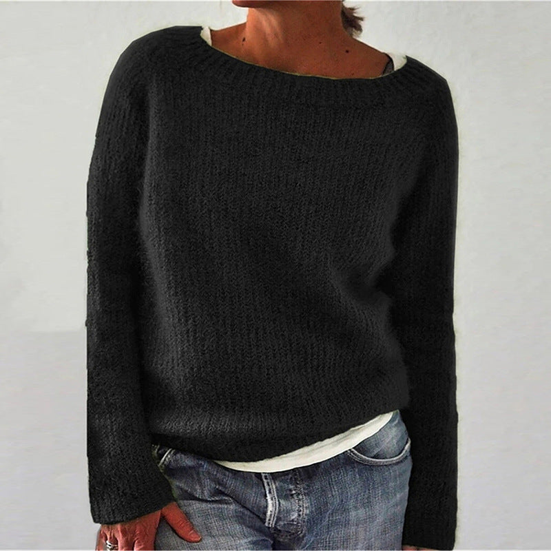 Women's Casual Sweater with Round Neck and Relaxed Fit