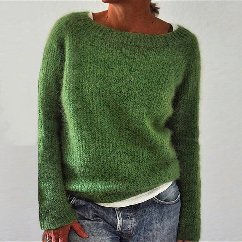 Women's Casual Sweater with Round Neck and Relaxed Fit