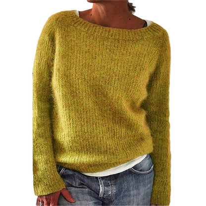 Women's Casual Sweater with Round Neck and Relaxed Fit