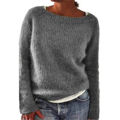 Women's Casual Sweater with Round Neck and Relaxed Fit