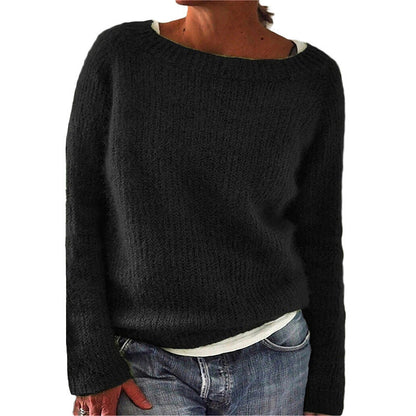 Women's Casual Sweater with Round Neck and Relaxed Fit