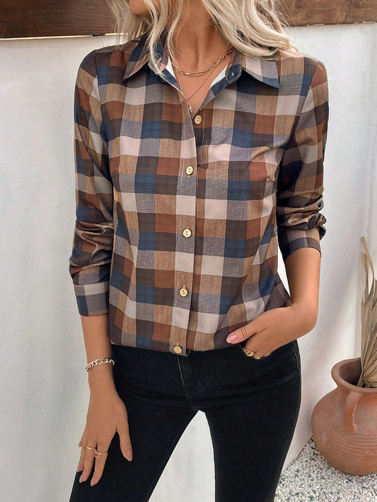 Women's Checkered Shirt with Long Sleeve