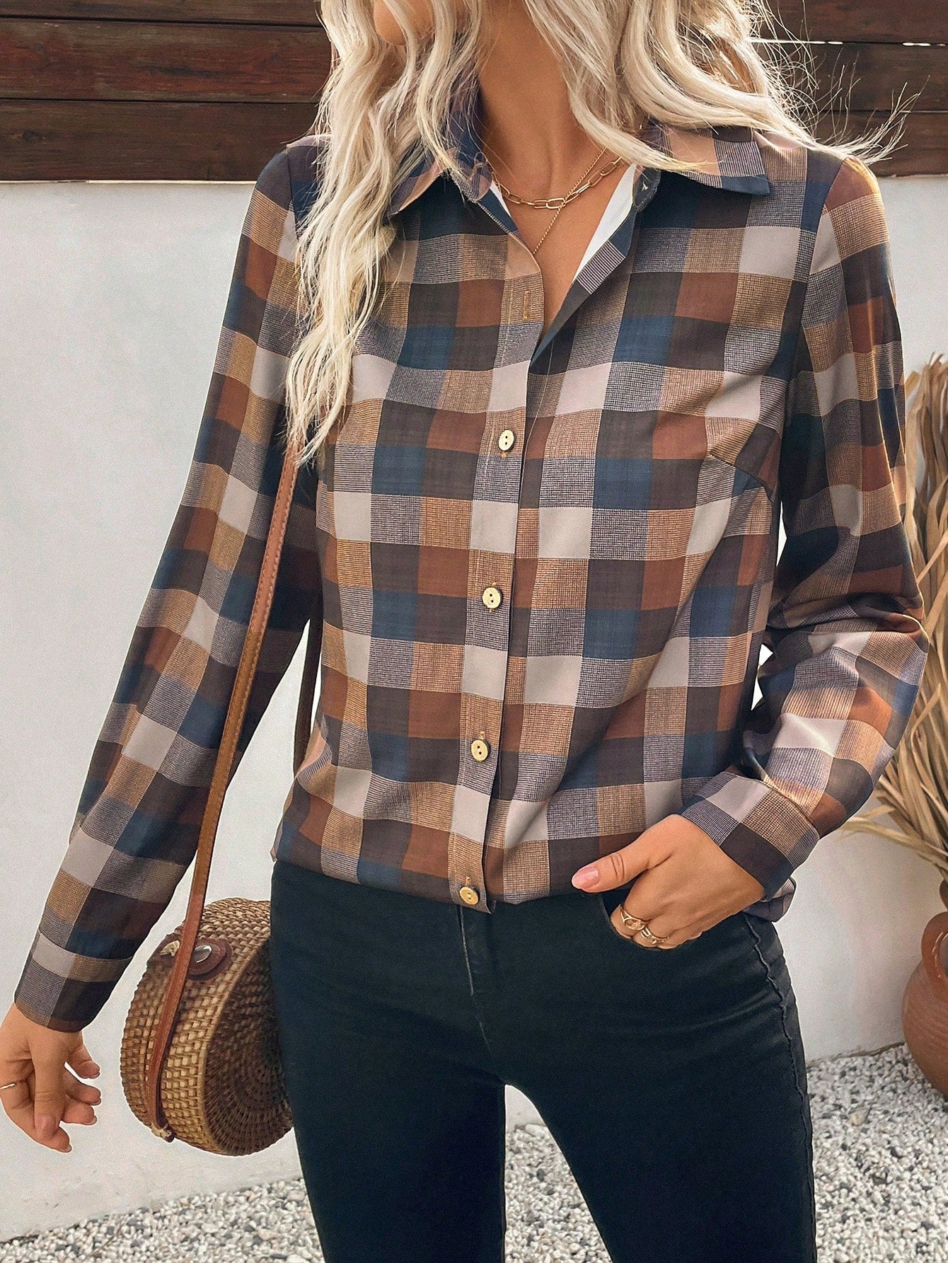 Women's Checkered Shirt with Long Sleeve