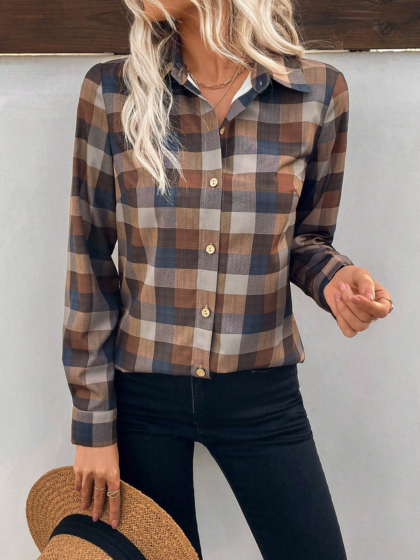 Women's Checkered Shirt with Long Sleeve