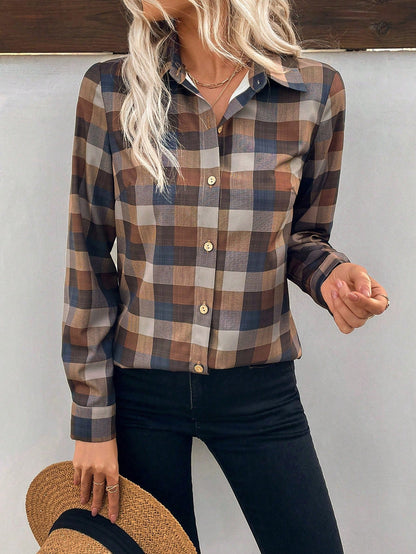 Women's Checkered Shirt with Long Sleeve