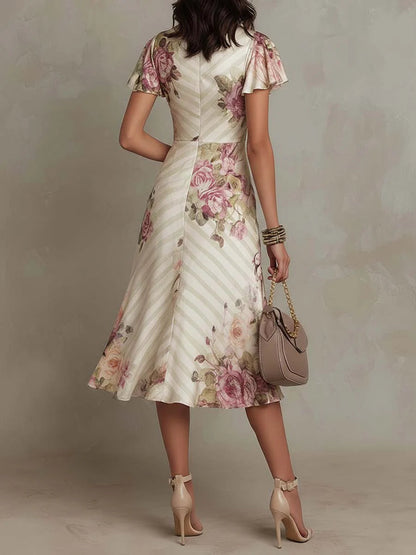 Women's Chiffon Midi Dress with Wrap Fit