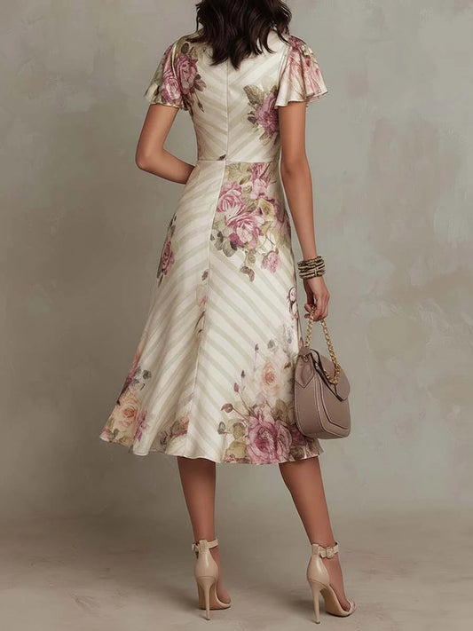 Women's Chiffon Midi Dress with Wrap Fit