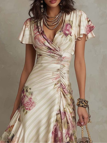 Women's Chiffon Midi Dress with Wrap Fit