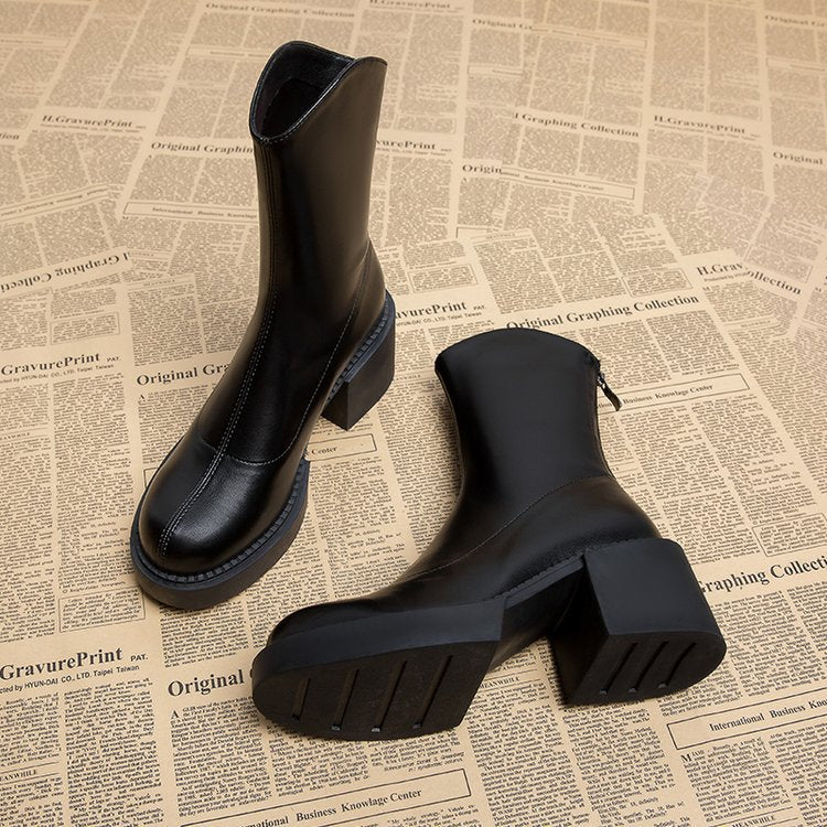 Women's Chunky Block Heel Chelsea Boots with Comfort Insole