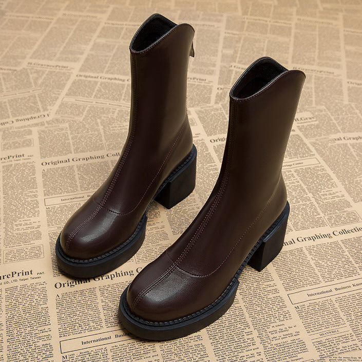 Women's Chunky Block Heel Chelsea Boots with Comfort Insole
