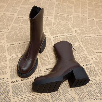 Women's Chunky Block Heel Chelsea Boots with Comfort Insole