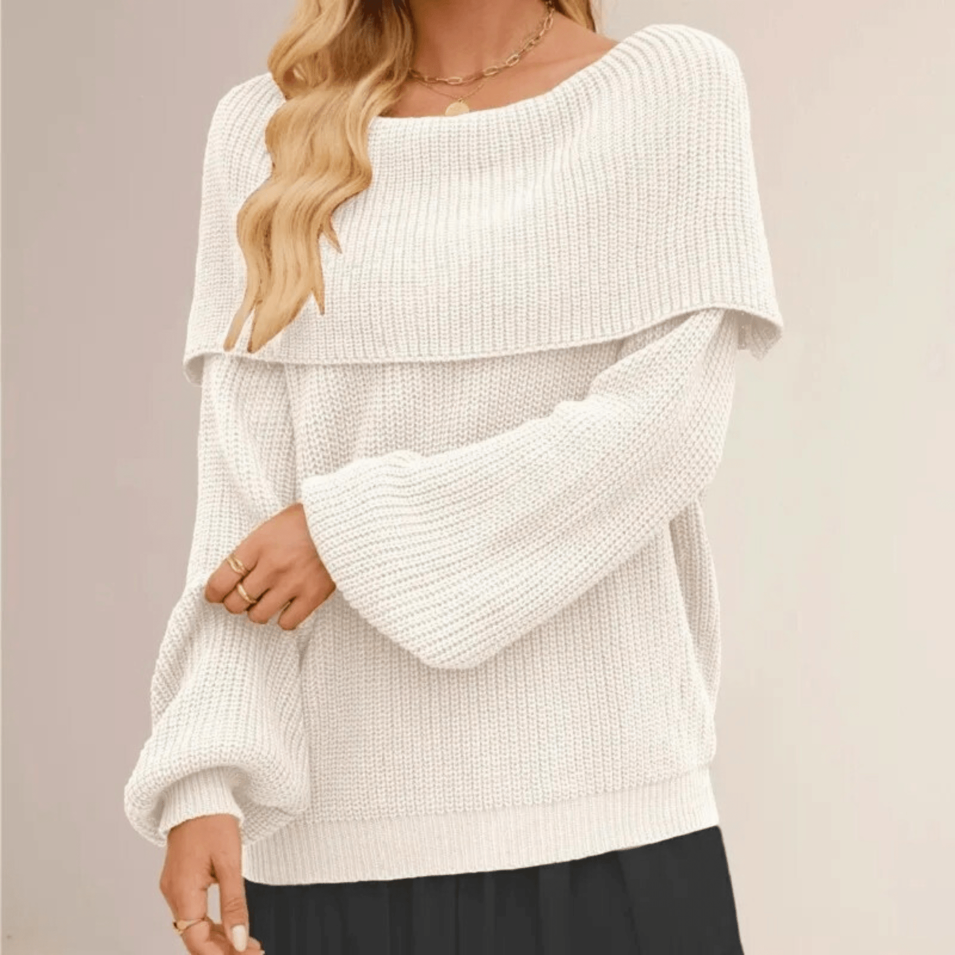 Women's Chunky Knit Jumper with Off-Shoulder Design for Elegant Comfort