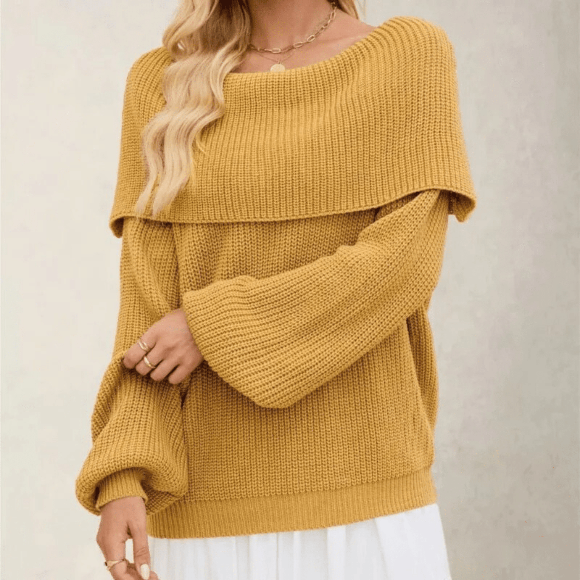 Women's Chunky Knit Jumper with Off-Shoulder Design for Elegant Comfort