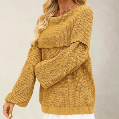 Women's Chunky Knit Jumper with Off-Shoulder Design for Elegant Comfort