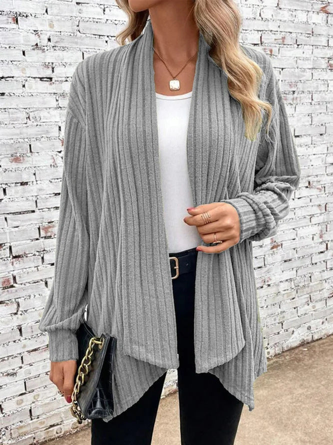 Women's Chunky Knit Kimono with Relaxed Fit and Long Sleeves