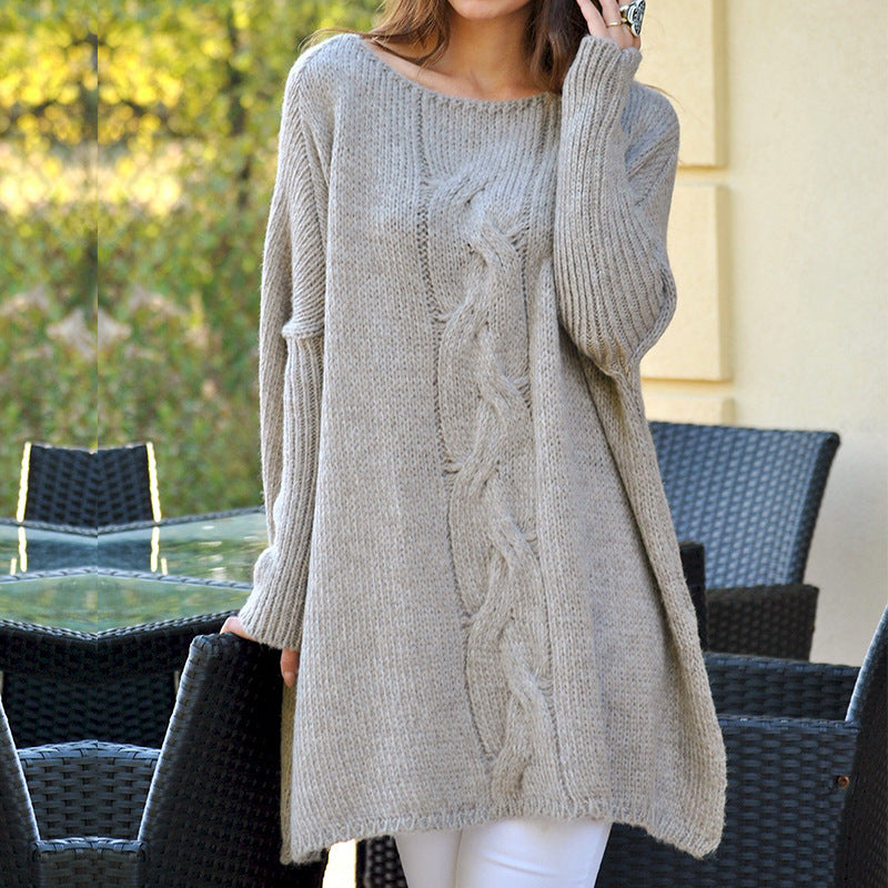 Women's Chunky Knit Sweater with Classic Cable Design