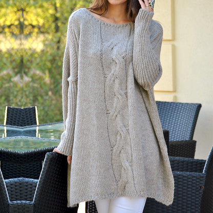 Women's Chunky Knit Sweater with Classic Cable Design