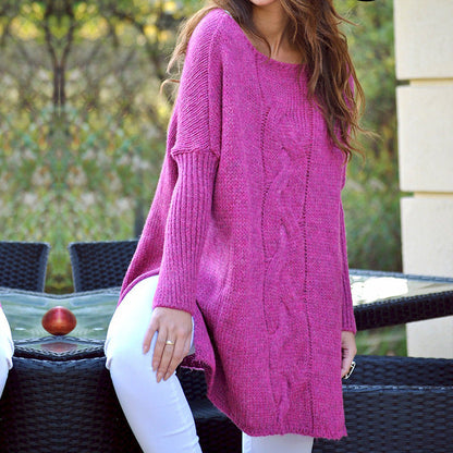 Women's Chunky Knit Sweater with Classic Cable Design