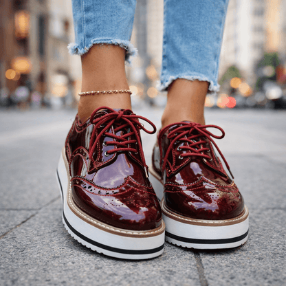Women's Chunky Platform Brogue Shoes with Cushioned Sole