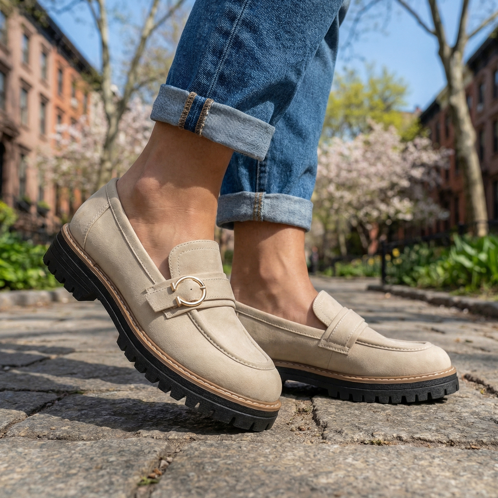 Women's Chunky Platform Loafers with Cushioned Insole