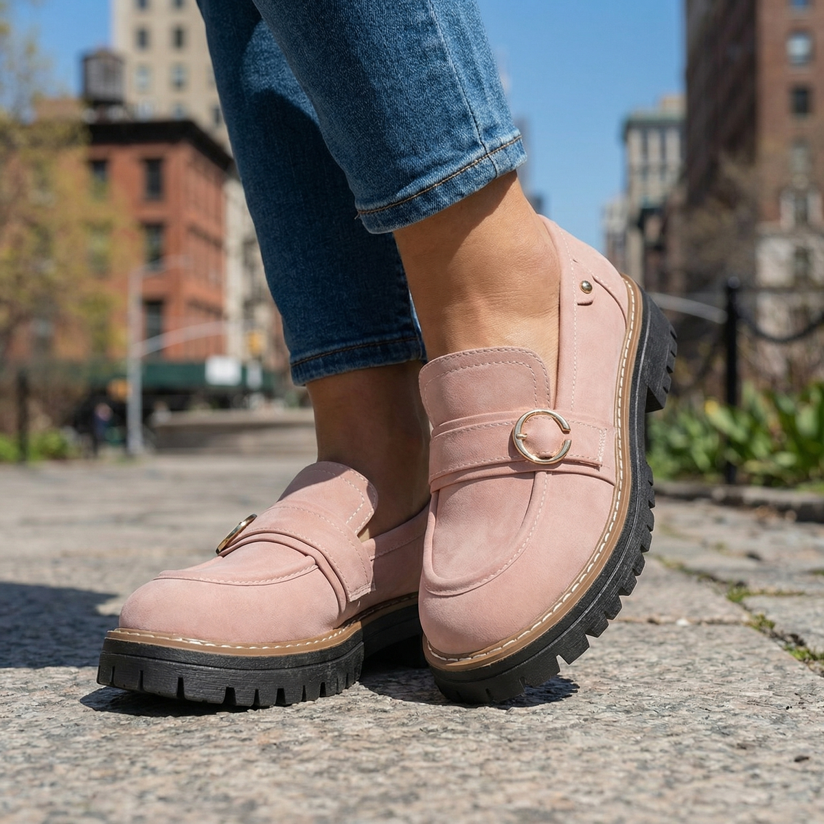 Women's Chunky Platform Loafers with Cushioned Insole