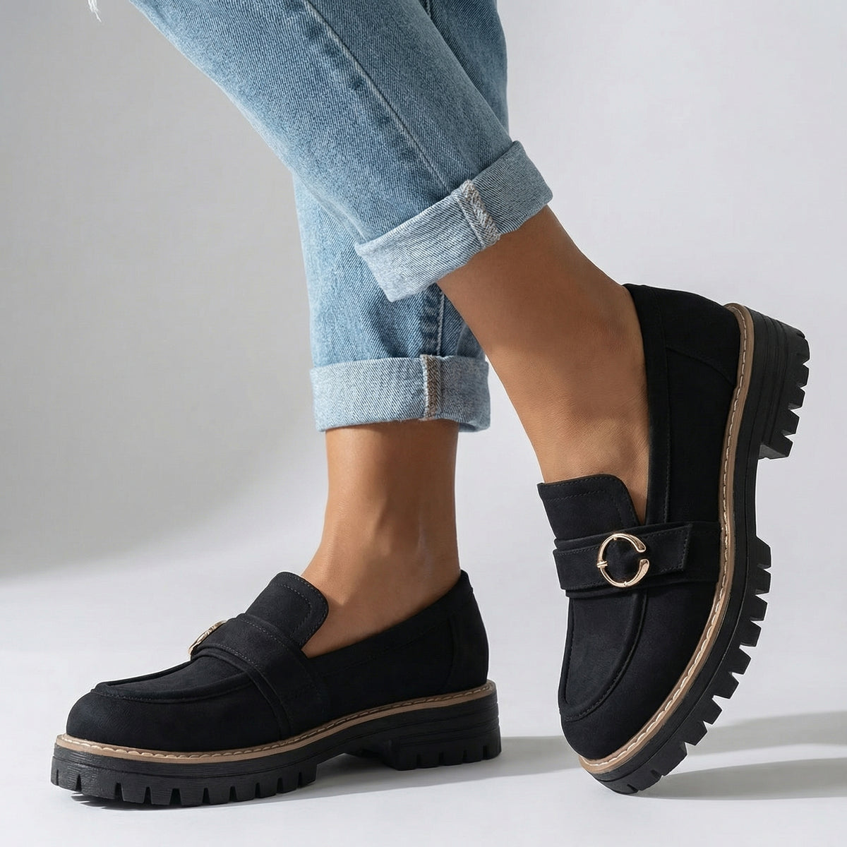 Women's Chunky Platform Loafers with Cushioned Insole