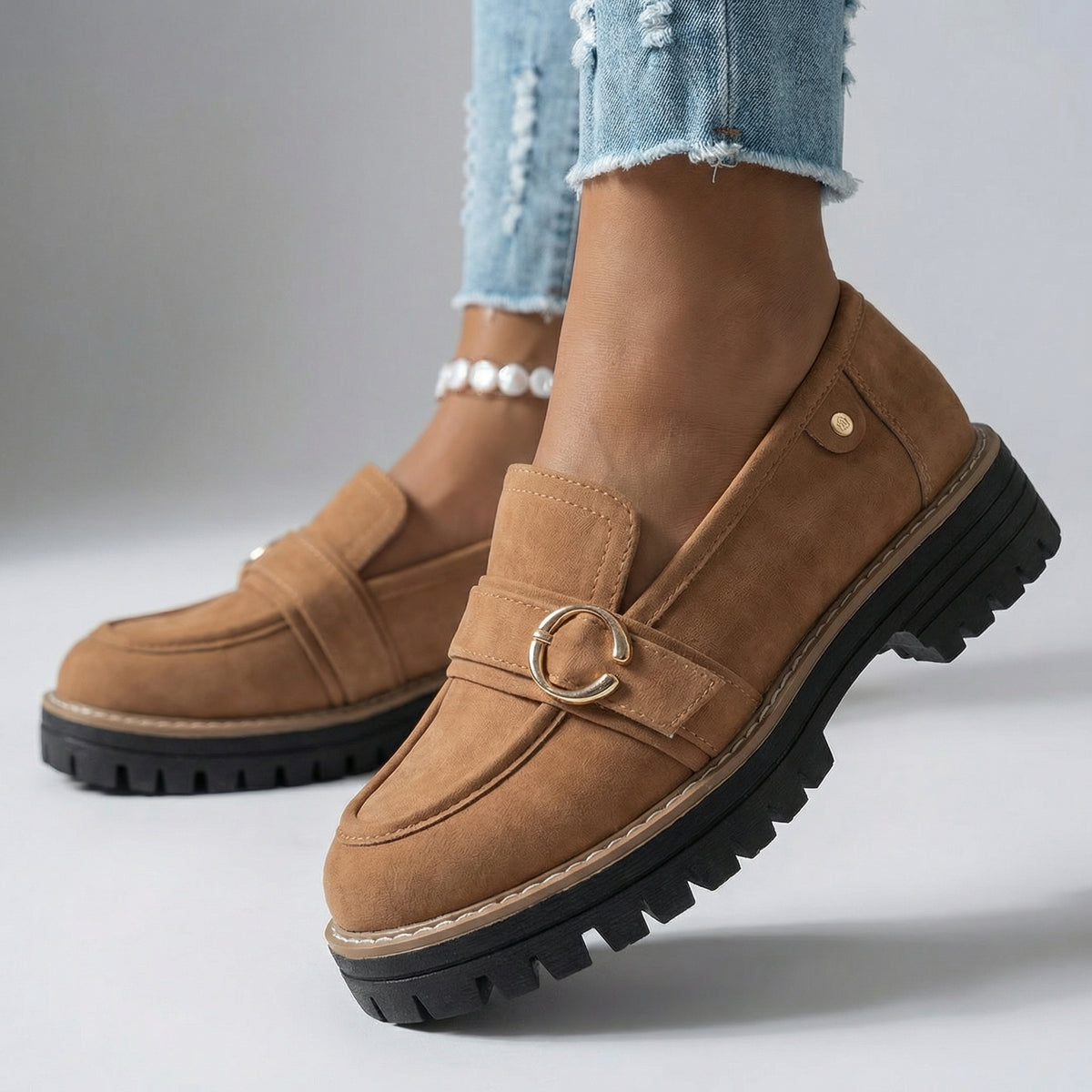 Women's Chunky Platform Loafers with Cushioned Insole