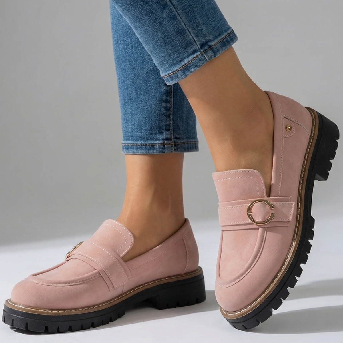 Women's Chunky Platform Loafers with Cushioned Insole
