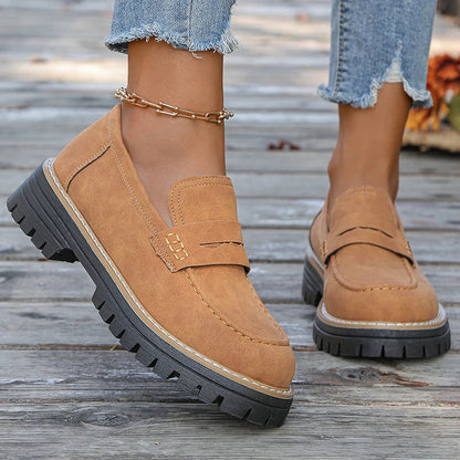 Women's Chunky Platform Loafers with Padded Cushioned Insole