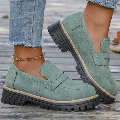 Women's Chunky Platform Loafers with Padded Cushioned Insole