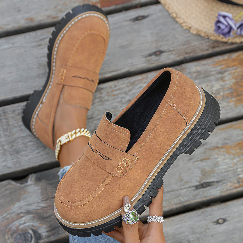 Women's Chunky Platform Loafers with Padded Cushioned Insole