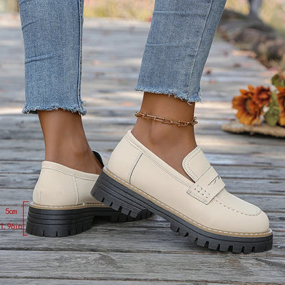 Women's Chunky Platform Loafers with Padded Cushioned Insole