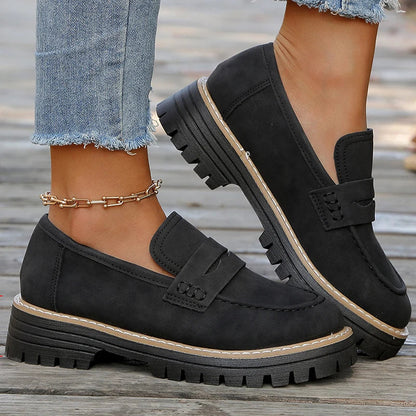 Women's Chunky Platform Loafers with Padded Cushioned Insole