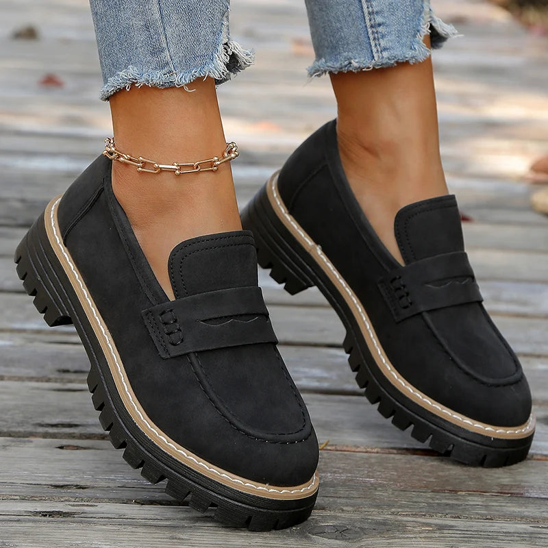 Women's Chunky Platform Loafers with Padded Cushioned Insole