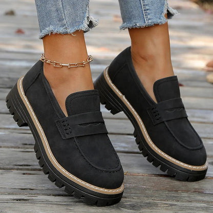 Women's Chunky Platform Loafers with Padded Cushioned Insole