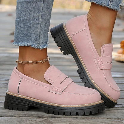 Women's Chunky Platform Loafers with Padded Cushioned Insole