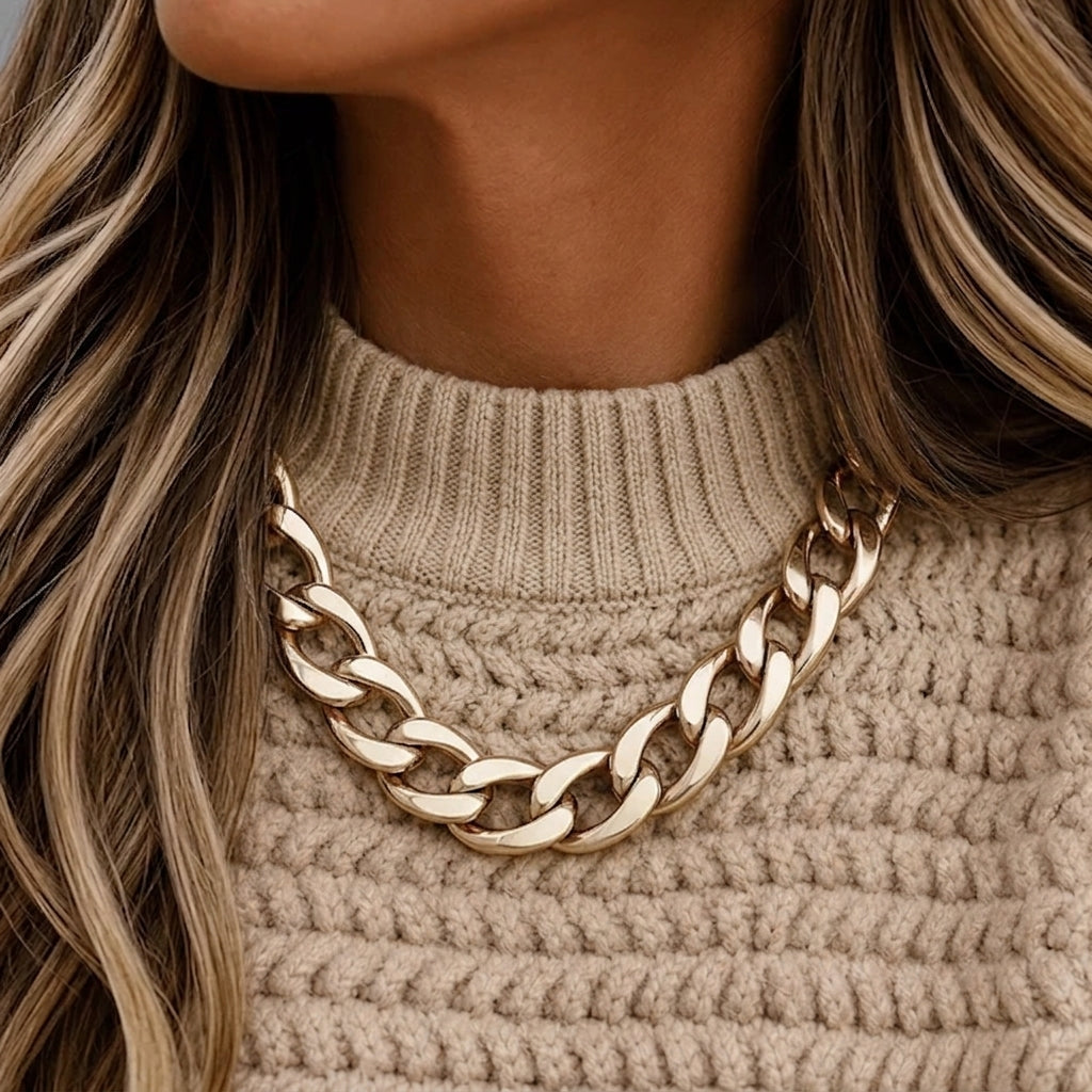 Women's Chunky Waffle Knit Jumper with Oversized Mock Neck